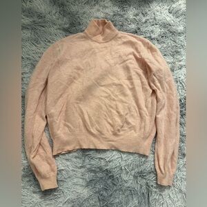Women's Pink Turtleneck Sweater wool